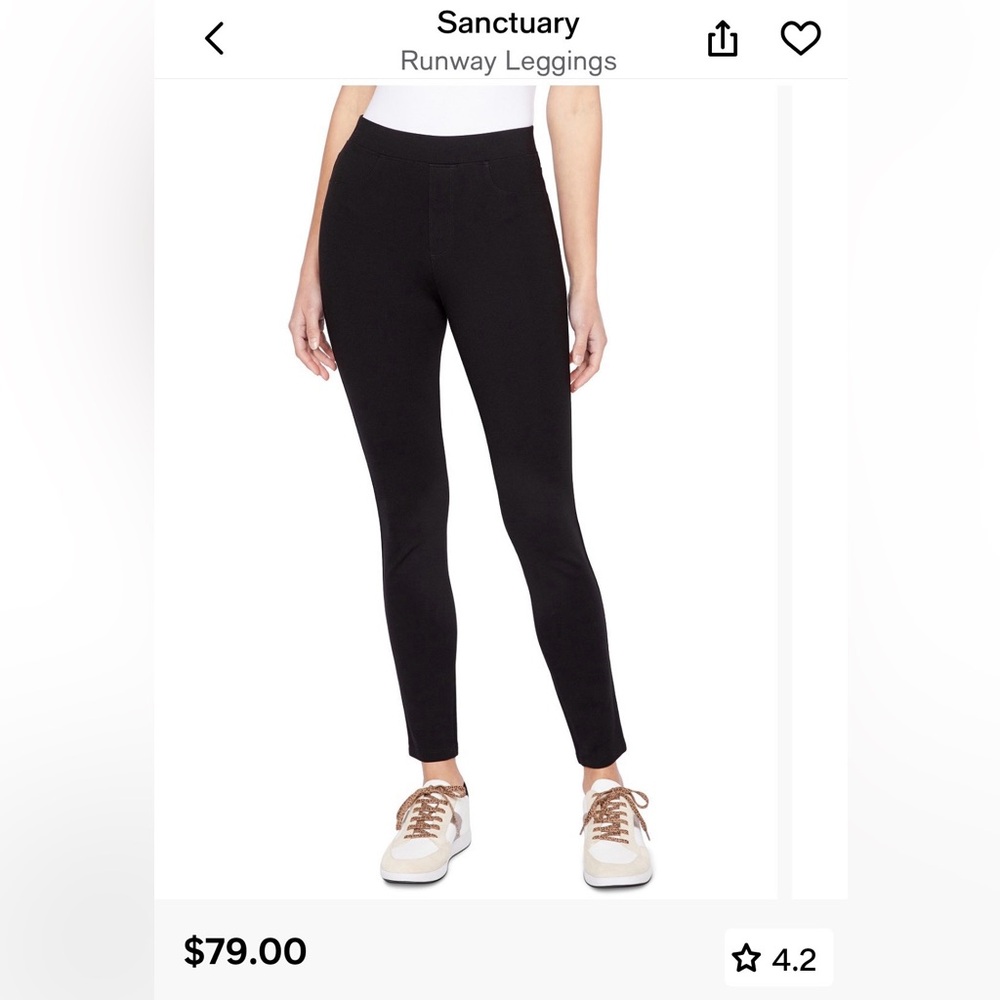 Sanctuary Runway Ponte leggings- black size L. Faux pockets on front and back